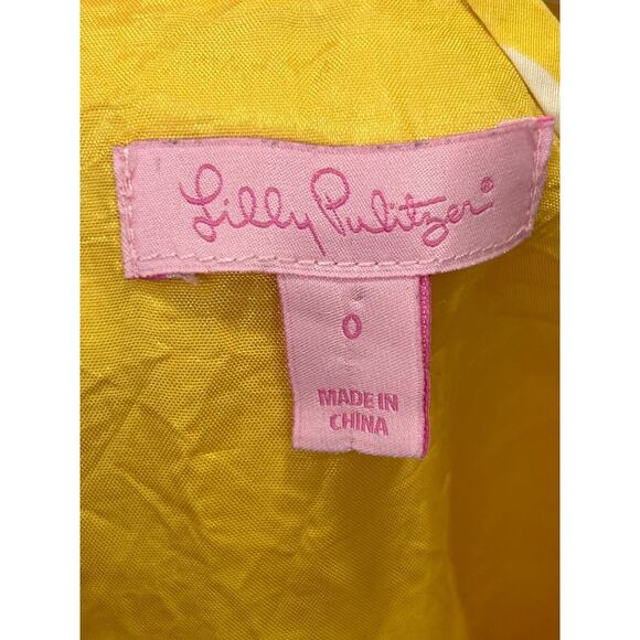 Lilly Pulitzer Women's Jacqueline Silk Shift Dress in Yellow Bamboo Print Size 0 - Picture 5 of 9